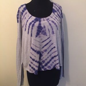 Free People Cropped Tie Dye Long Sleeved Top